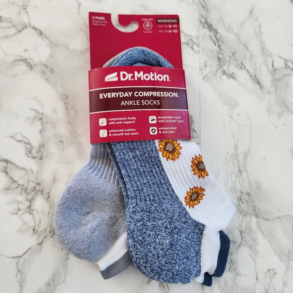 Dr. Motion Ankle Socks 6 Pairs Compression Socks Size Socks 9–11 Shoe 4-10